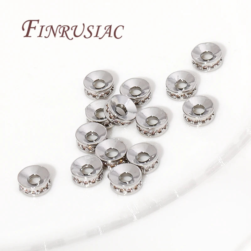 18K Gold Plated Brass Zircon Rondelle Spacer Beads for Jewelry Jewelry Spacer Beads P3
