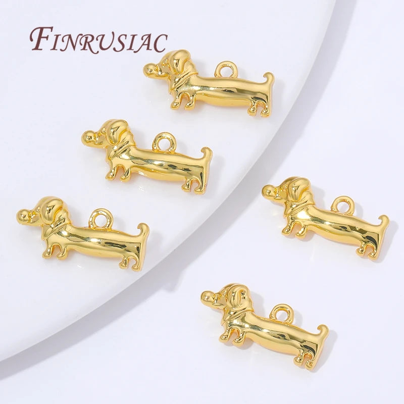 18K Gold Plated Brass Dog Charm – DIY Jewelry Making Pendant Jewelry Making Charm P3