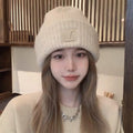 Unisex Knit Beanie Hat – Windproof Warm Solid Color Cap Knit Beanie Hat P3 White
