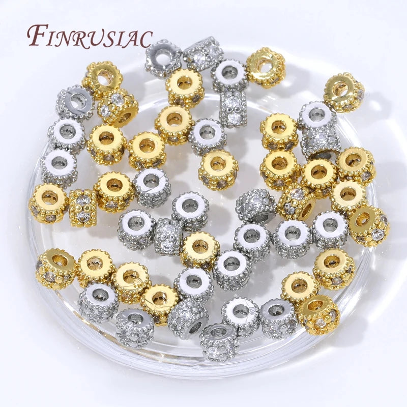18K Gold Plated Zircon Spacer Beads | DIY Jewelry Making Jewelry Spacer Beads P3