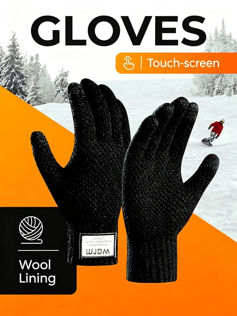 Men's Thermal Fleece Knit Gloves | Touch Screen Winter Warm Winter Knit Gloves P3
