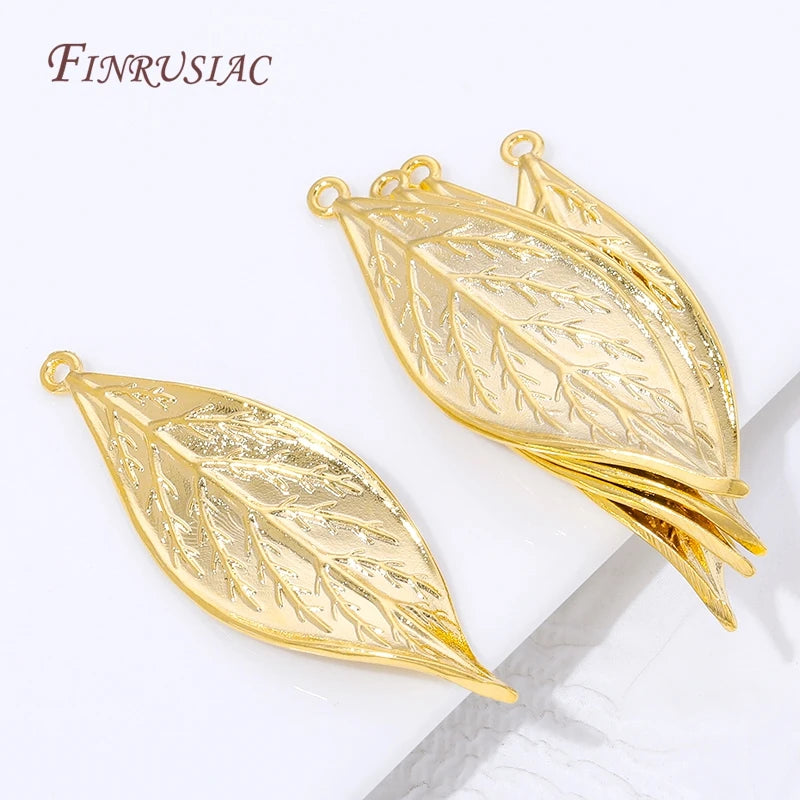 18K Gold Plated Brass Leaf Charm Connectors | DIY Jewelry Jewelry Charm Connectors P3