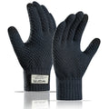 Men's Thermal Fleece Knit Gloves | Touch Screen Winter Warm Winter Knit Gloves P3 Navy Blue