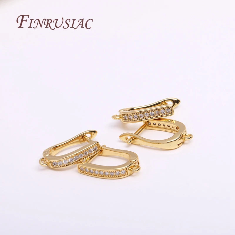 18K Gold Plated Zircon Earring Hook Clasps | DIY Jewelry Findings Earring Hook Findings P3