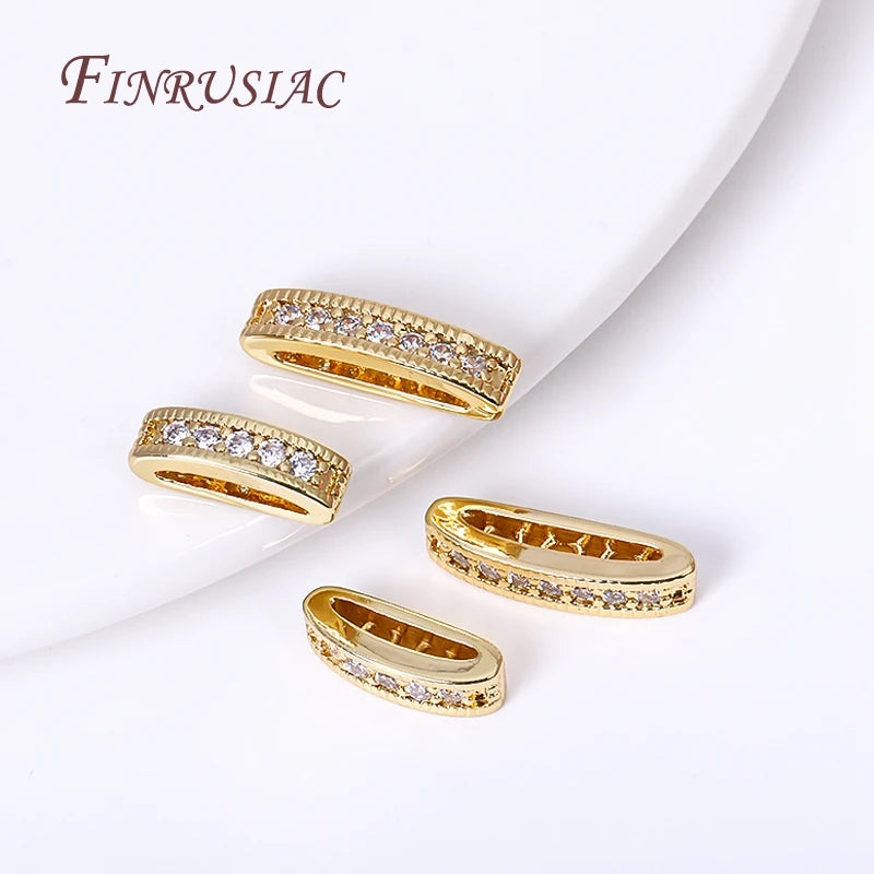 18K Gold Plated Oval Bead Spacers Zircon – 2/3 Hole DIY Bead Spacer Findings P3