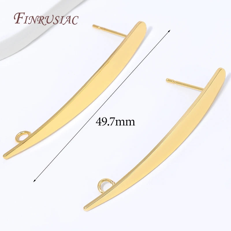 18K Gold Plated Curved Bar Stud Earring Posts – DIY Blanks Earring Blanks P3 18K Gold Plated 2 pairs