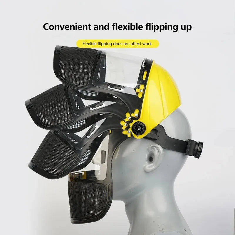 PVC Safety Helmet & Full Face Mesh Mask – Garden & Forestry Safety Helmet P3