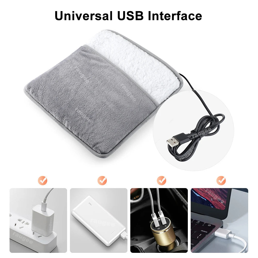 Raugee USB Electric Foot Warmer – Plush Washable Heating Pad Electric Foot Warmer P3