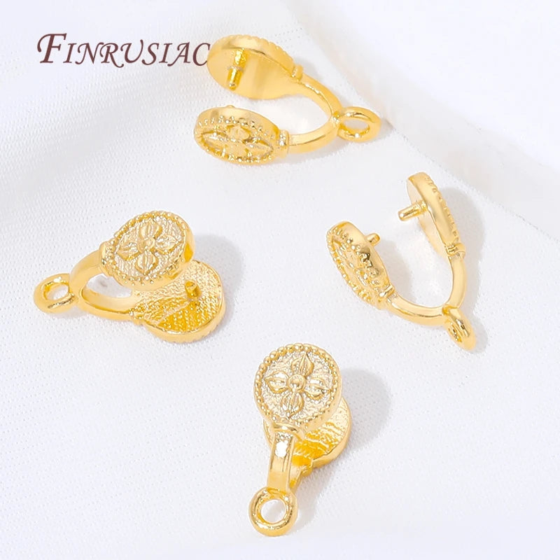 18K Gold Plated Flower Pinch Bails – DIY Jewelry Connectors Jewelry Making Findings P3