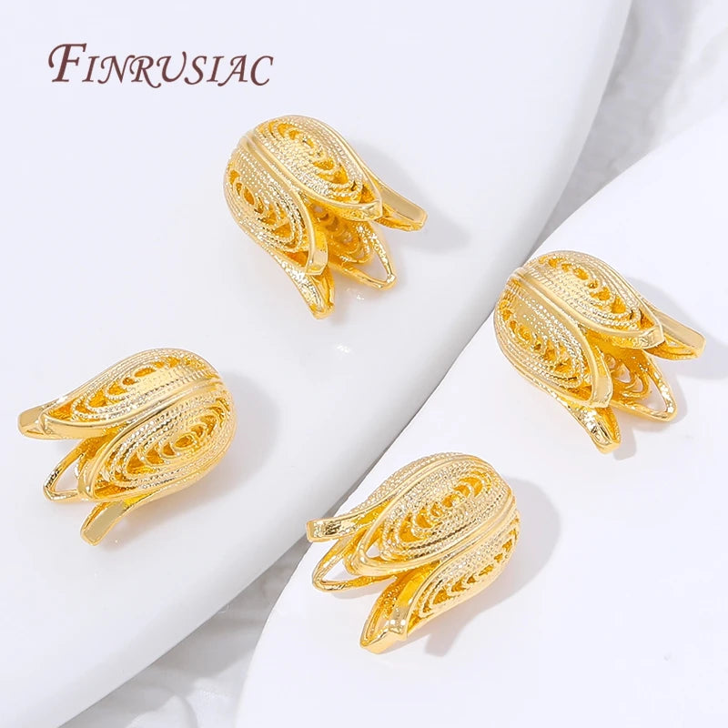 18K Gold Plated Filigree Tulip Bead Caps – DIY Jewelry Findings Jewelry Bead Caps P3