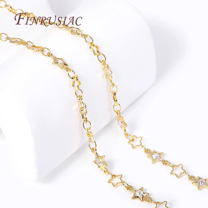 18K Gold Plated Star Zircon Link Chain | DIY Jewelry Making Jewelry Making Chain P3