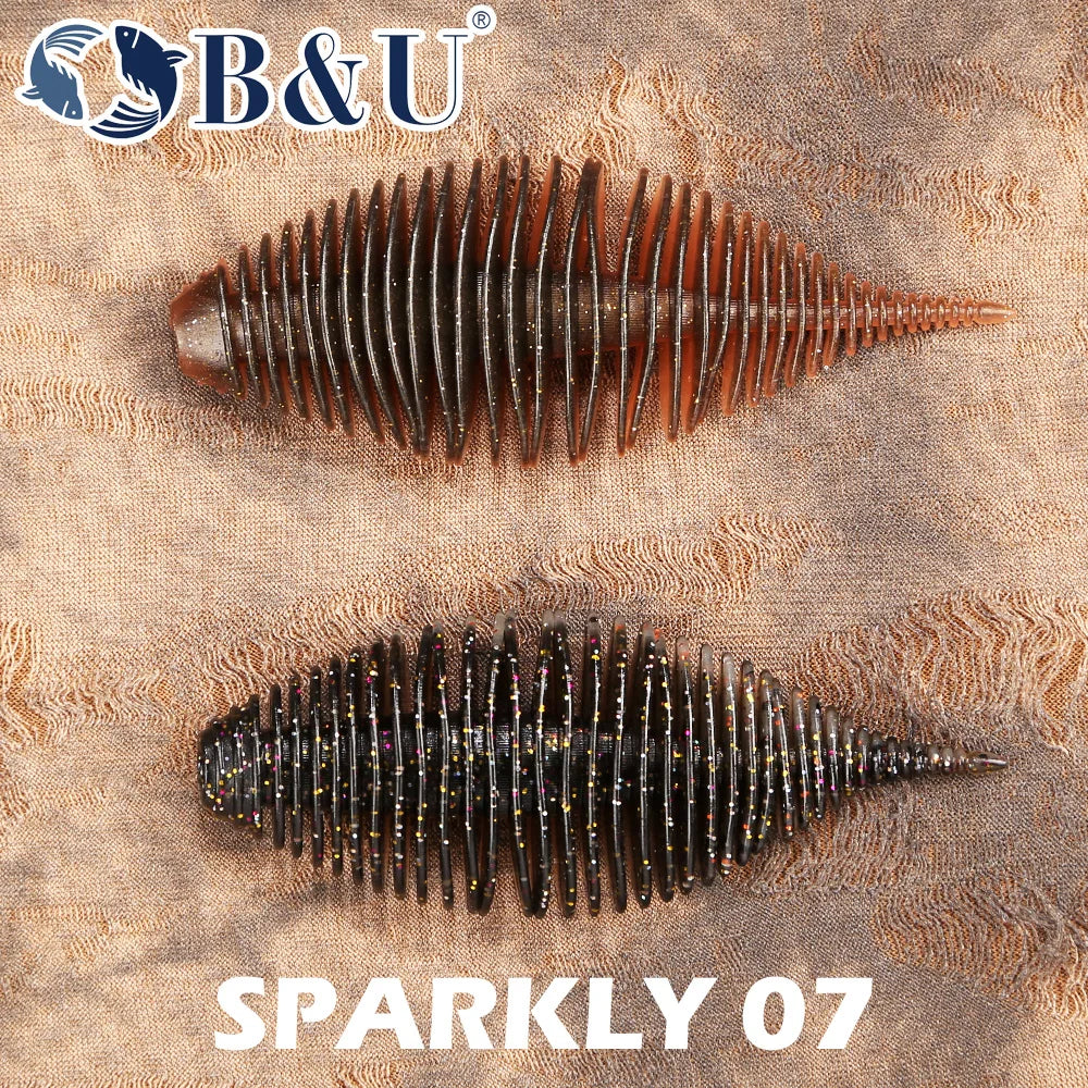 B&U SPARKLY 07 Soft Worm Bass Lure | Swimbait 2 Pack Soft Fishing Lure P3