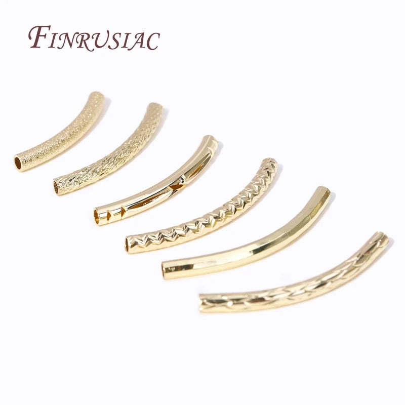 18K Gold Plated Brass Curved Tube Beads Connector | DIY Jewelry Jewelry Findings P3