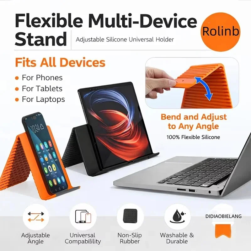 Flexible Silicone Phone & Tablet Stand – Foldable Universal Device Stand Holder P3