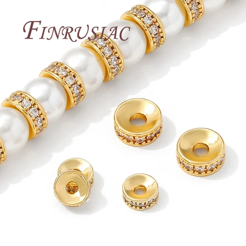 18K Gold Plated Rhinestone Spacer Beads 6mm 8mm | DIY Jewelry Rhinestone Spacer Beads P3