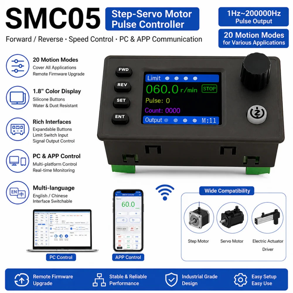 Gaqqee SMC05 Stepper Servo Motor Pulse Controller | 1–200kHz Motor Pulse Controller P3 Default Title