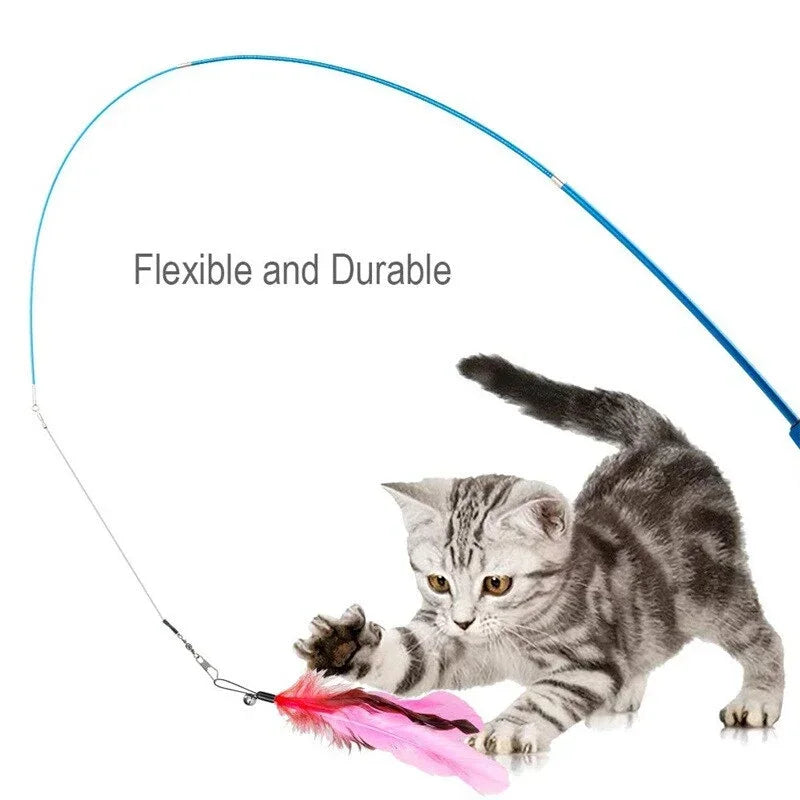 11-Piece Retractable Cat Feather Wand Toy Set – 10 Refills Cat Feather Wand P3