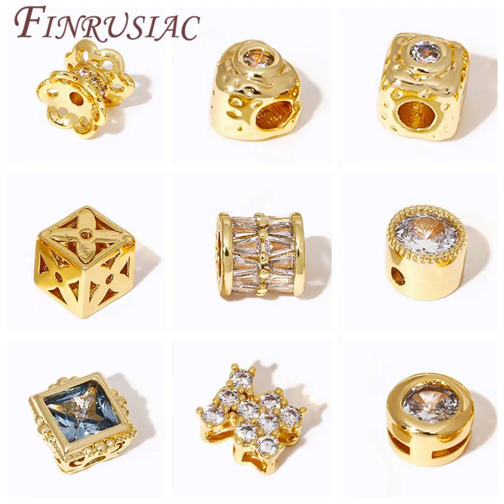 18K Gold Plated Brass Spacer Beads – Multi-Style DIY Jewelry Jewelry Spacer Beads P3