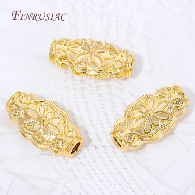 18K Gold Plated Filigree Flower Barrel Spacer Beads | DIY Jewelry Jewelry Spacer Beads P3
