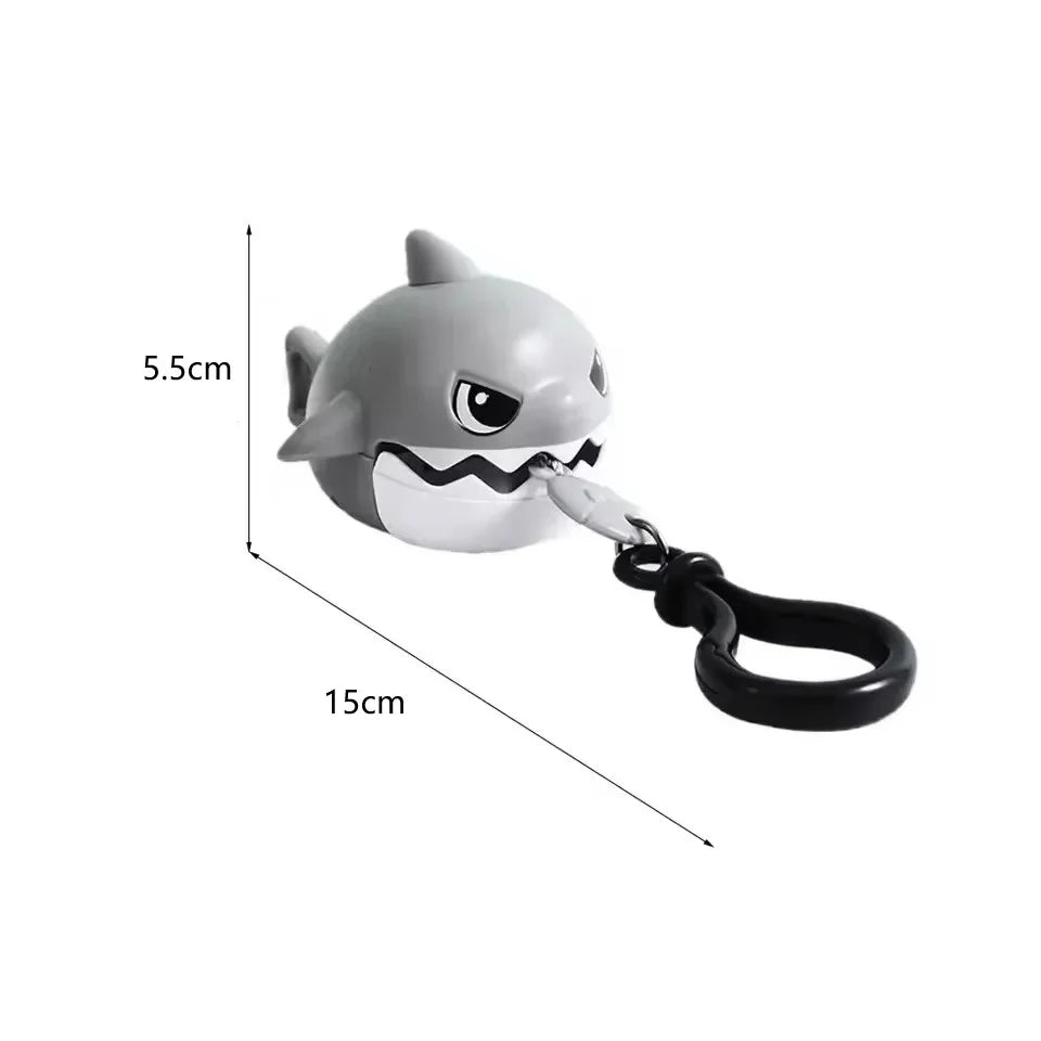 Pull Line Nibbling Shark Keychain – Cute Cartoon Bag Pendant Novelty Keychain P3