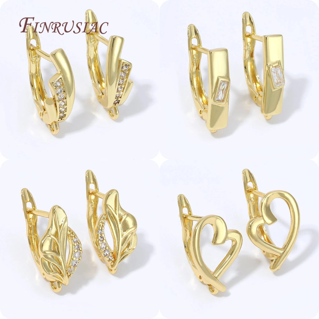 18K Gold Plated Huggie Earring Findings – Zircon Heart Lever Back Earring Findings P3