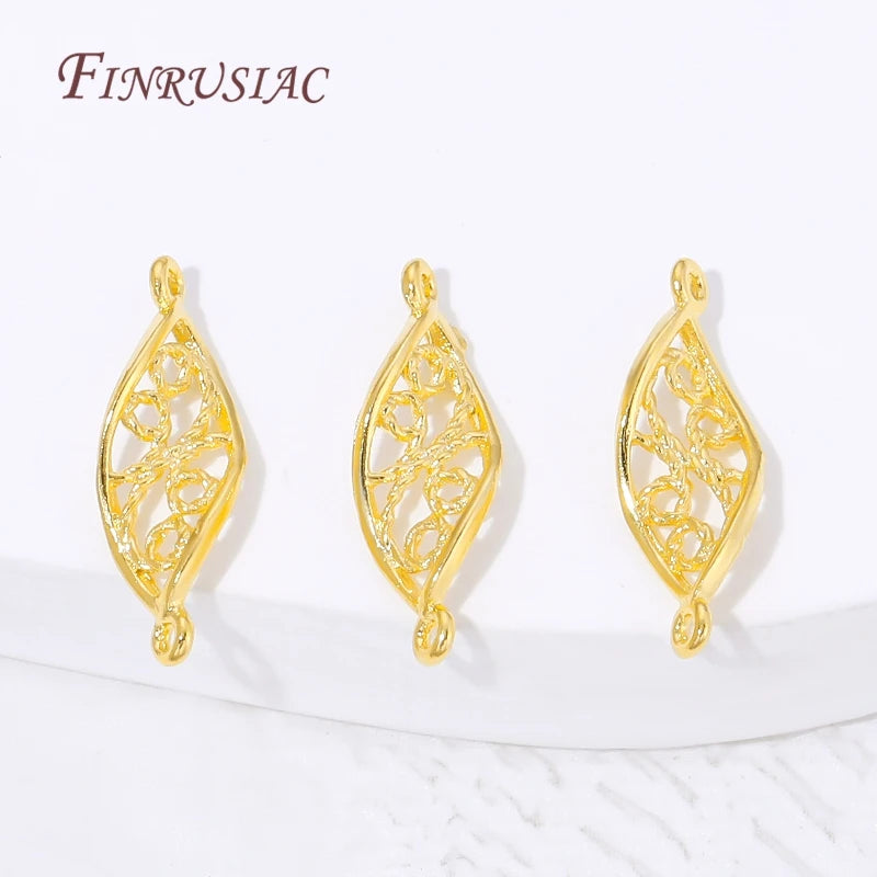 18K Gold Plated Filigree Hollow Leaf Connector | DIY Jewelry Jewelry Connector Finding P3