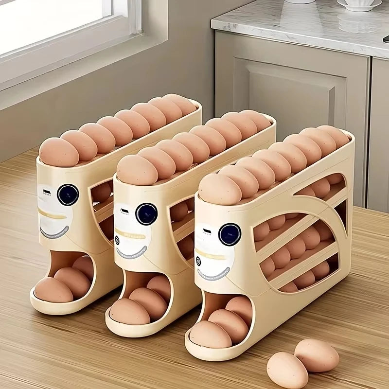 4-Tier Rolling Egg Organizer – 30-Egg Fridge Storage Rack Egg Storage Organizer P3