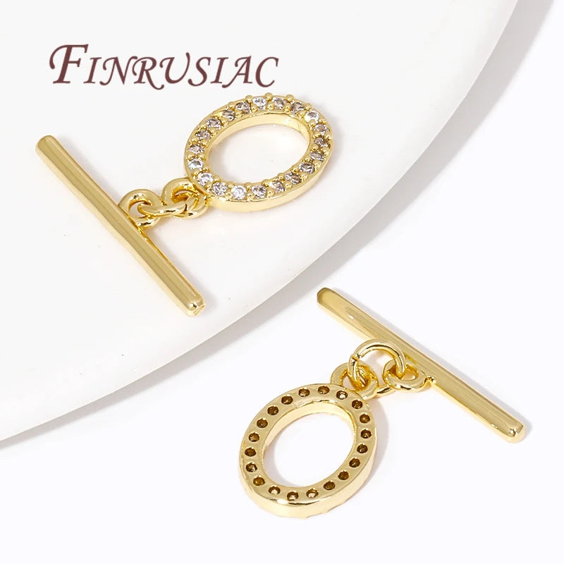 18K Gold Plated CZ Toggle Clasp | OT Ring Bar Jewelry Connector Jewelry Toggle Clasp P3