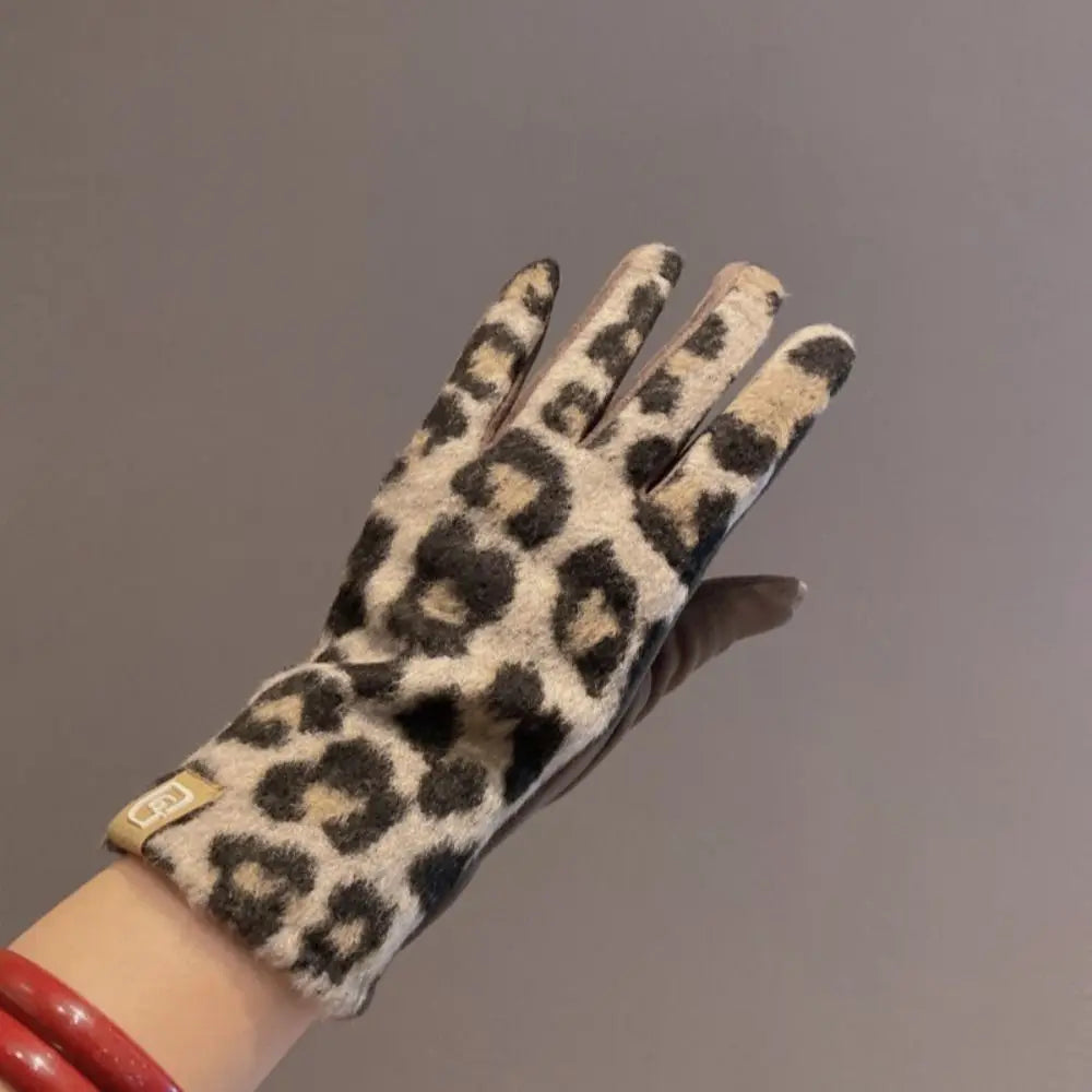 Women's Leopard Print Cashmere Winter Gloves | Touchscreen Winter Gloves P3