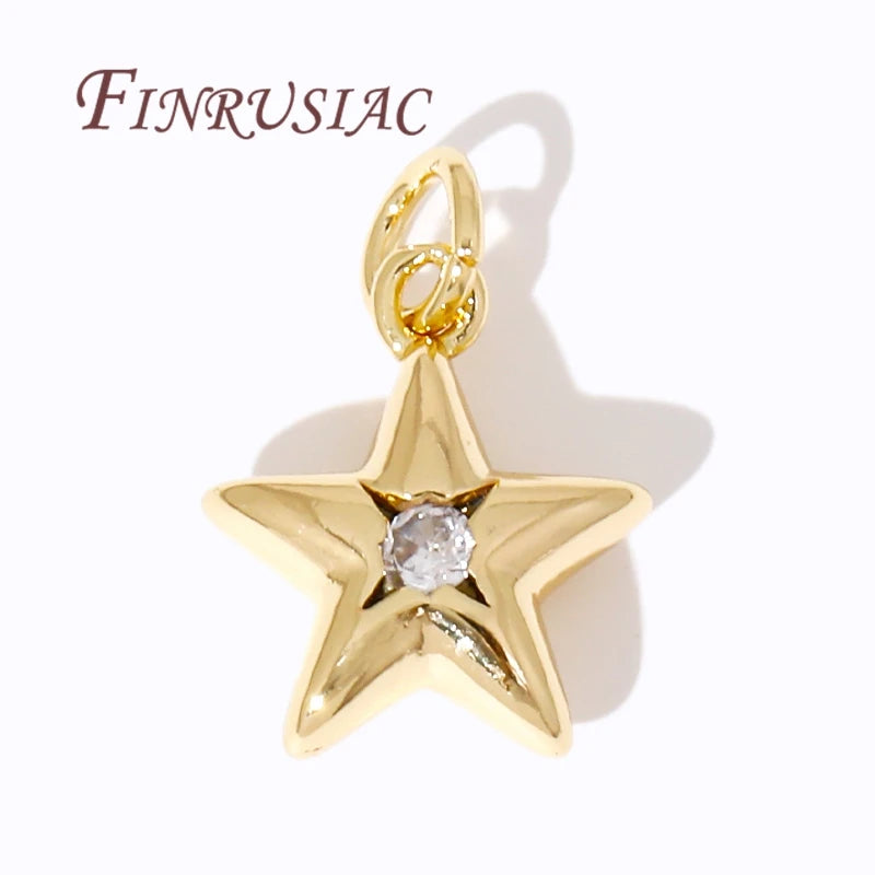 18K Gold Plated Star Charms – Brass Zircon DIY Jewelry Pendants DIY Jewelry Charms P3