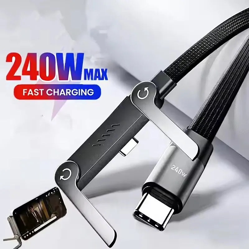 2-in-1 PD 240W USB-C Fast Charging Cable & Foldable Stand USB-C Charging Cable P3