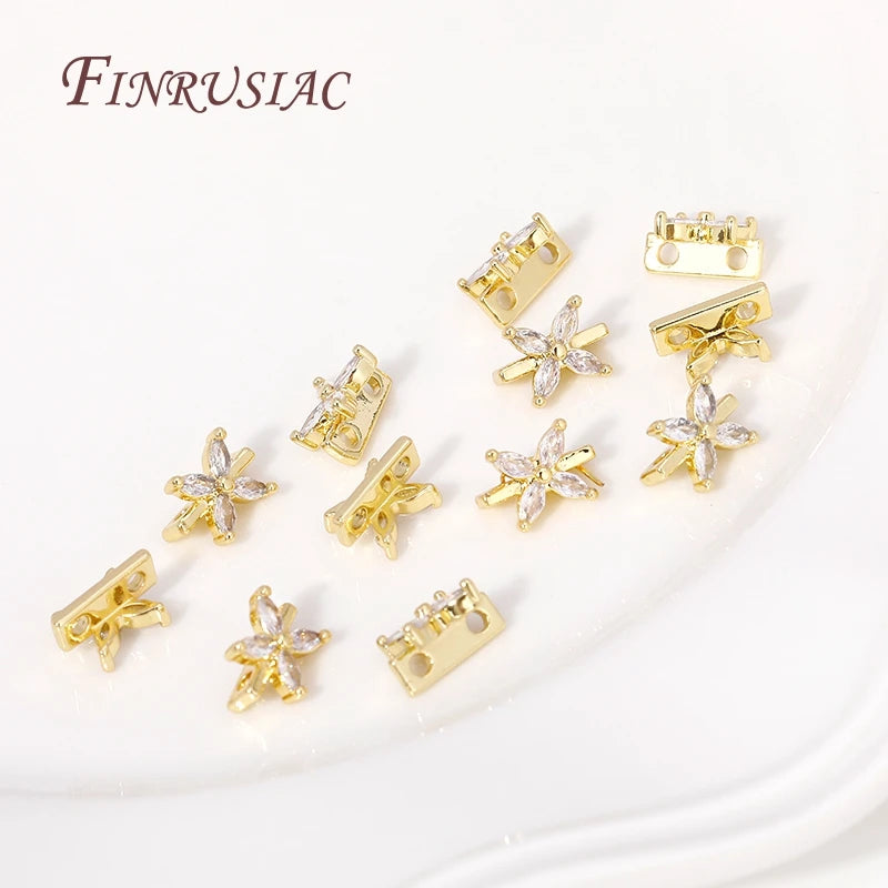 18K Gold Plated Brass Zircon Spacer Bars – 2-Hole Bead Separators Jewelry Spacer Bars P3