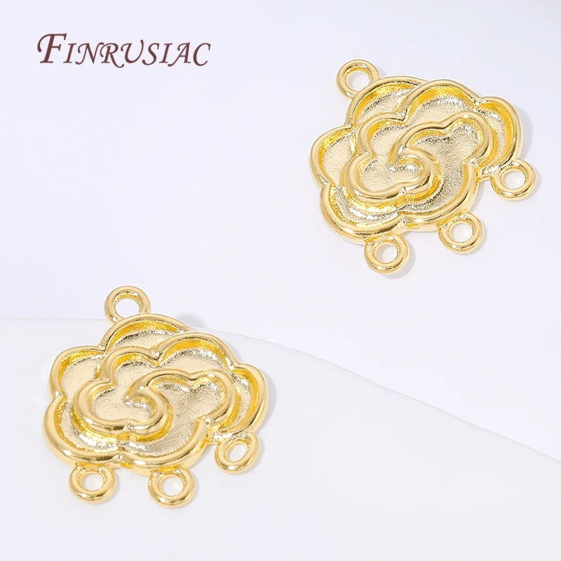 18K Gold Plated Cloud 4-Hole Connector | DIY Jewelry Findings Jewelry Connector Finding P3