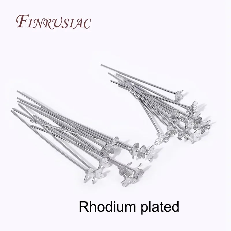 18K Gold-Plated Brass Flower Pins – DIY Earring Findings 10/20pc Jewelry Making Findings P3 Rhodium Plated-40mm 20 pieces