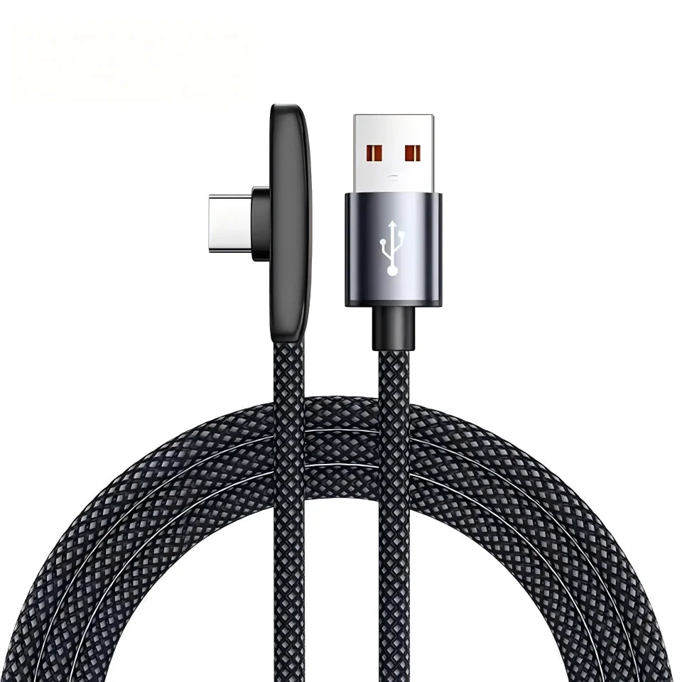 100W USB-C 90° Elbow Fast Charging Cable | 6A PD Game Cable USB-C Charging Cable P3 BK 1m