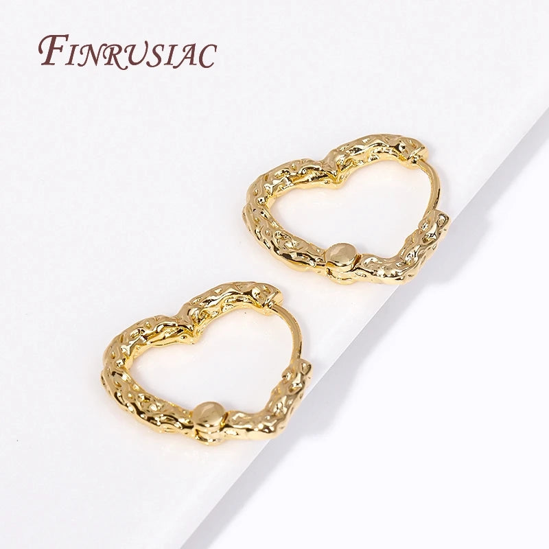 18K Gold Plated Heart Hoop Earrings – Brass & Zircon Women's Hoop Earrings P3