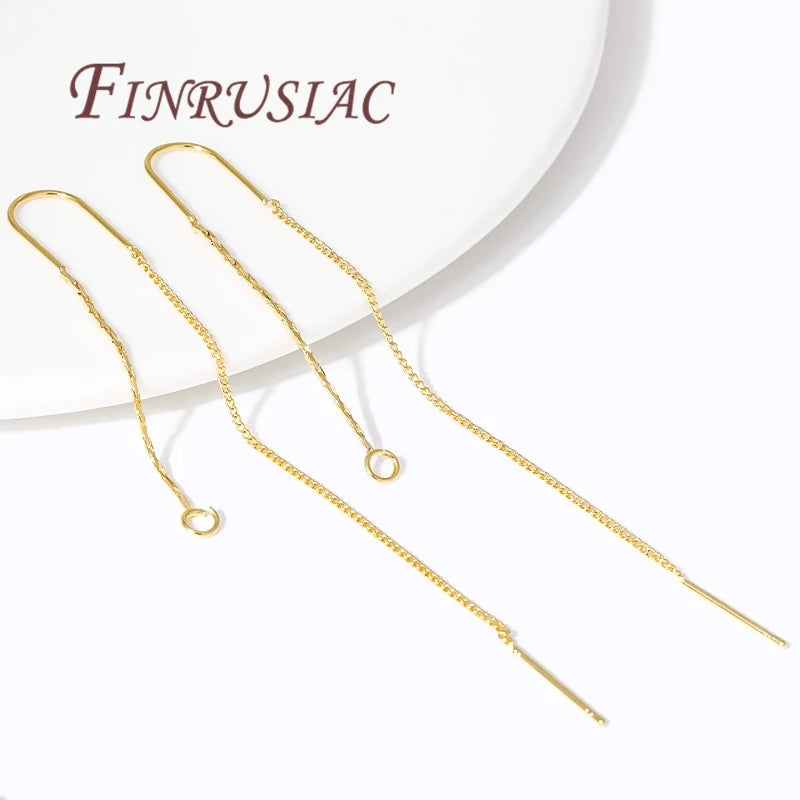 18K Gold Plated Long Tassel Ear Wires | Brass DIY Earring Findings Earring Findings P3