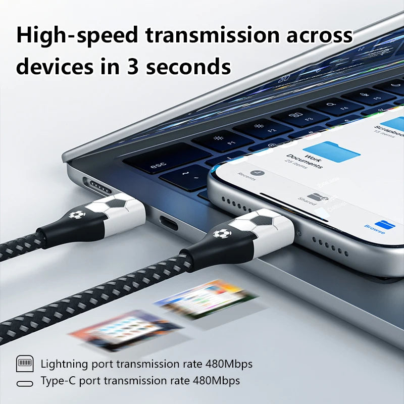 P3 Football Style Braided Fast Charging Cable – Apple & Android Fast Charging Cable P3