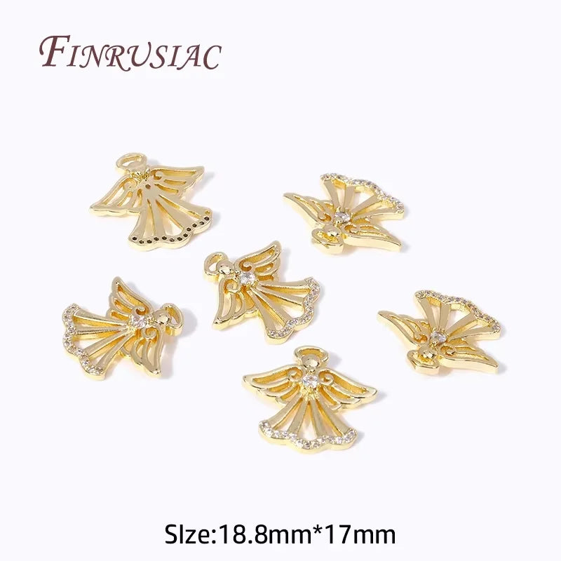 18K Gold Plated Angel Charm Pendant – Zircon DIY Jewelry Finding Jewelry Charm Pendant P3 18K Real Gold Plated 4 pieces
