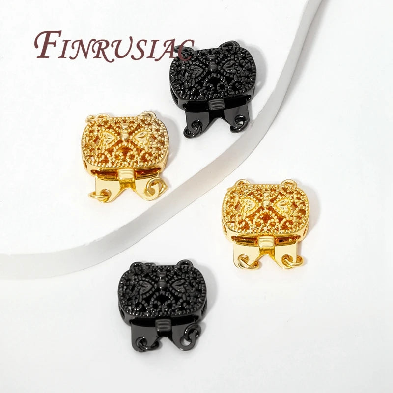 18K Gold Plated Brass Zircon Clasp Connectors for DIY Jewelry Jewelry Clasp Connector P3
