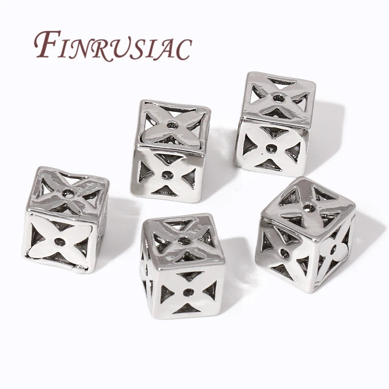 18K Gold Plated Square Hollow Brass Bead – DIY Jewelry Findings Jewelry Spacer Beads P3