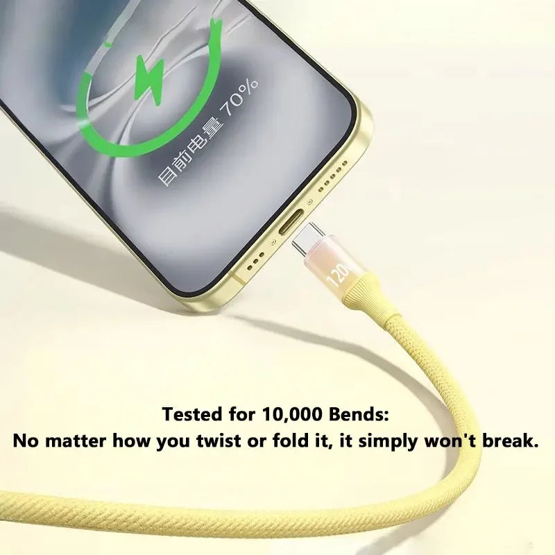 120W USB-C Braided Fast Charging Cable | iPhone & Android USB-C Charging Cable P3