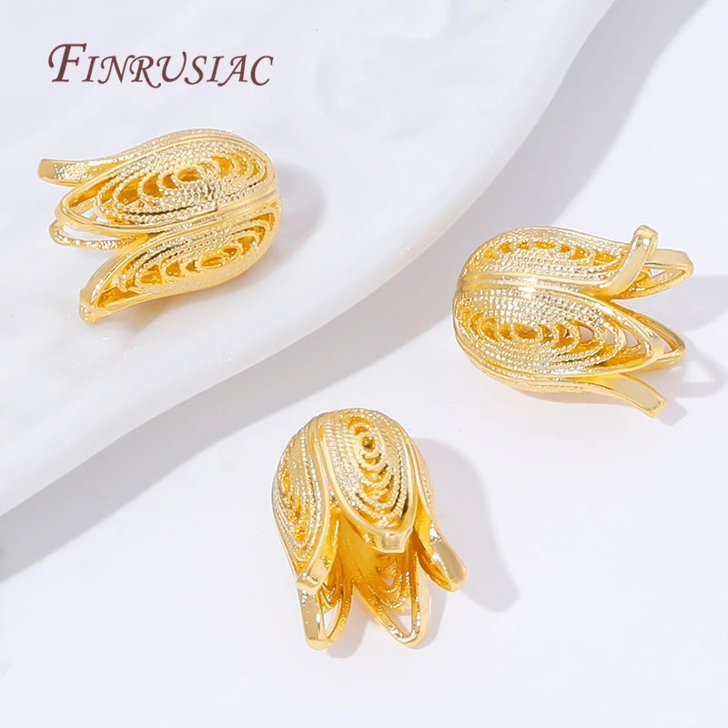 18K Gold Plated Filigree Tulip Bead Caps – DIY Jewelry Findings Jewelry Bead Caps P3