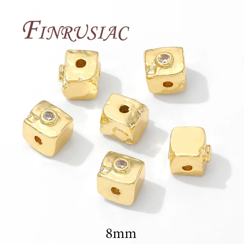 8mm Square Spacer Beads 18K Gold Plated – DIY Jewelry Findings Jewelry Spacer Beads P3 18K Gold Plated 5 pcs
