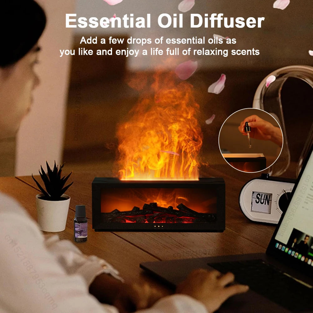 Flame Essential Oil Diffuser & Humidifier | RGB Light Aroma Oil Diffuser P3