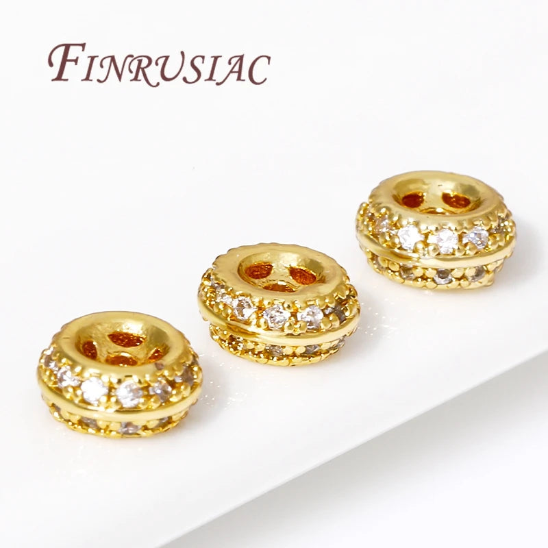 18K Gold Plated Brass Zircon Spacer Beads – DIY Jewelry Making Jewelry Spacer Beads P3