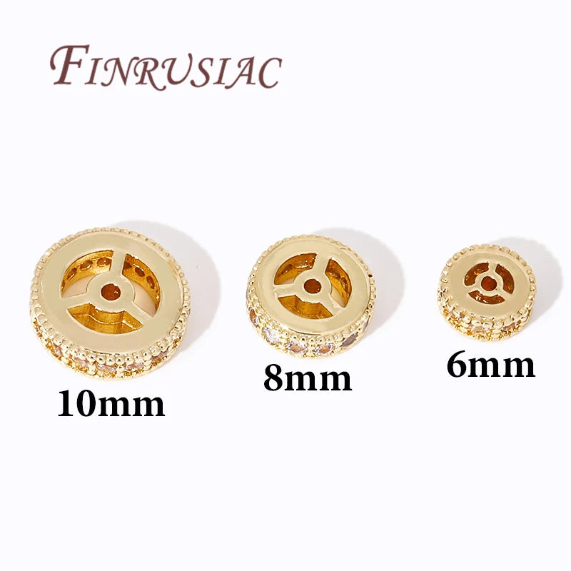 14K/18K Gold Plated Zircon Round Spacer Beads | DIY Jewelry Jewelry Spacer Beads P3