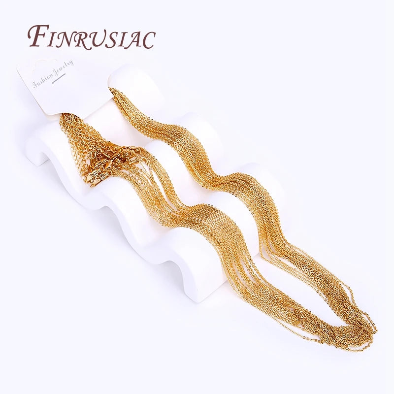 18K Gold Plated O Chain & Bead Chain for Necklace Making 49cm Jewelry Making Chain P3