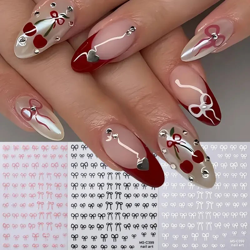 Mini Bowknot Nail Art Stickers – Bow Butterfly Lace Decals Nail Art Stickers P3