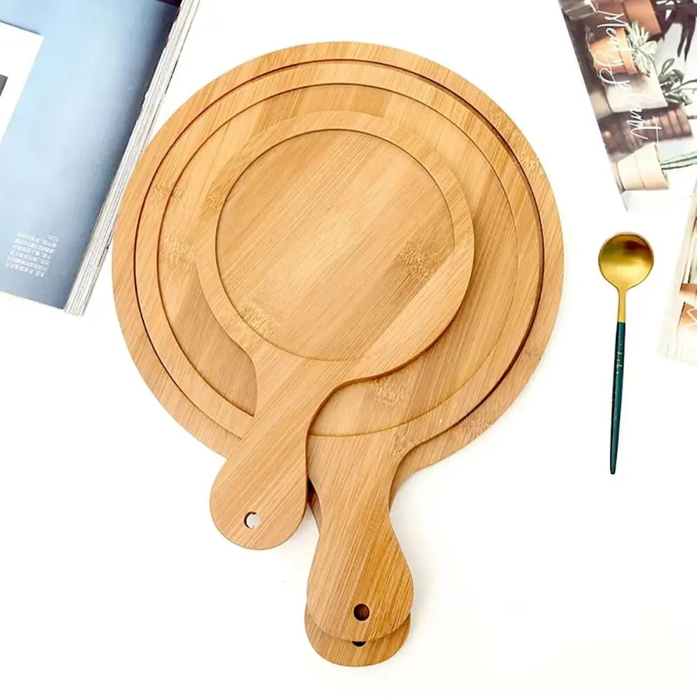 Bamboo Round Pizza Board with Handle | 6–10 Inch Bamboo Pizza Board P3
